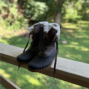 Eddie Bauer Black and Brown Ankle Boots